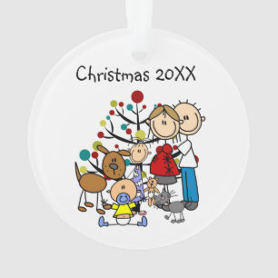 Stick Figure Family, Dog, Cat Acrylic Ornament