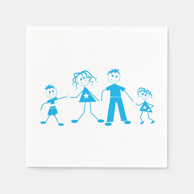 Stick Figure Family Napkins (Front)