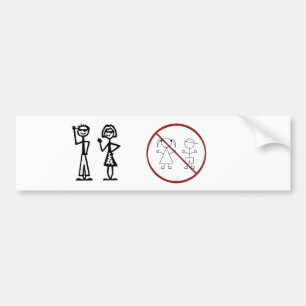 Stick figure family (no kids) bumper sticker