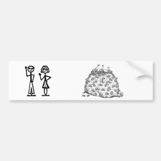 Stick figure family (no kids) bumper sticker