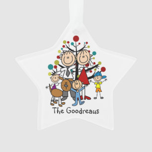 Stick Figure Family of 5 Dog Acrylic Ornament