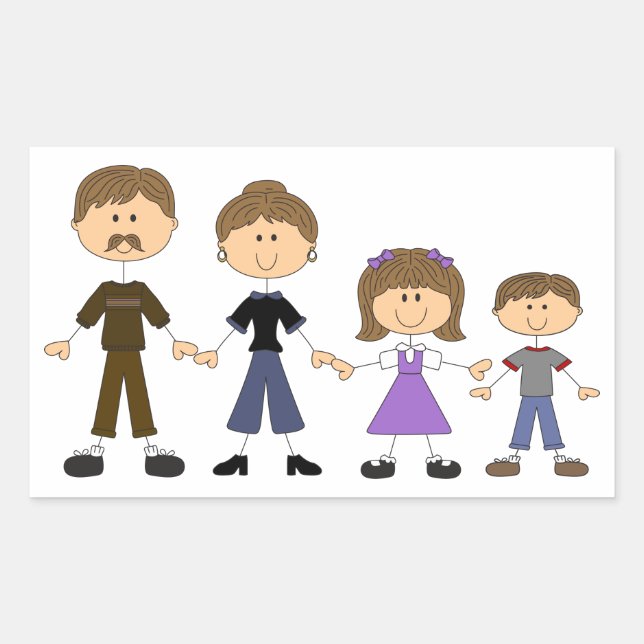 Stick Figure Family Rectangular Sticker (Front)
