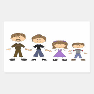 Stick Figure Family Rectangular Sticker