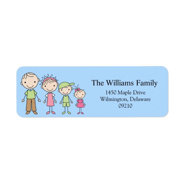 Stick Figure Family Return Address Labels (Front)