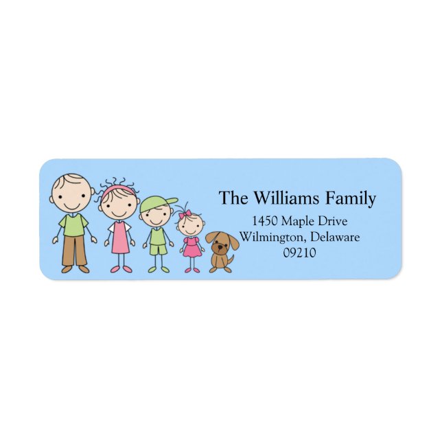 Stick Figure Family Return Address Labels (Front)
