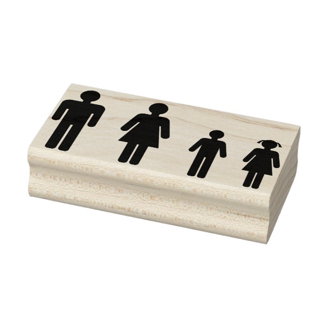 Stick Figure Family Rubber Stamp (Stamp)