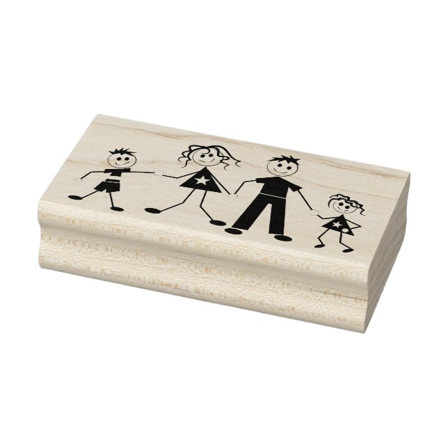 Stick Figure Family Rubber Stamp (Stamp)