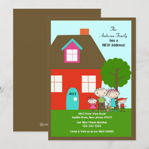 Stick Figure Family with dog~ Moving Announcement