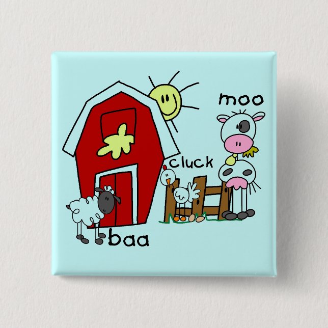 Stick Figure Farm Animals Tshirts and Gifts 15 Cm Square Badge (Front)