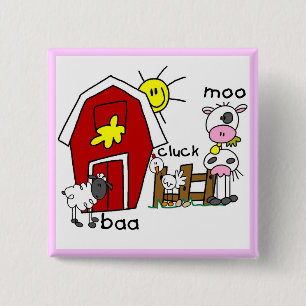Stick Figure Farm Animals Tshirts and Gifts 15 Cm Square Badge