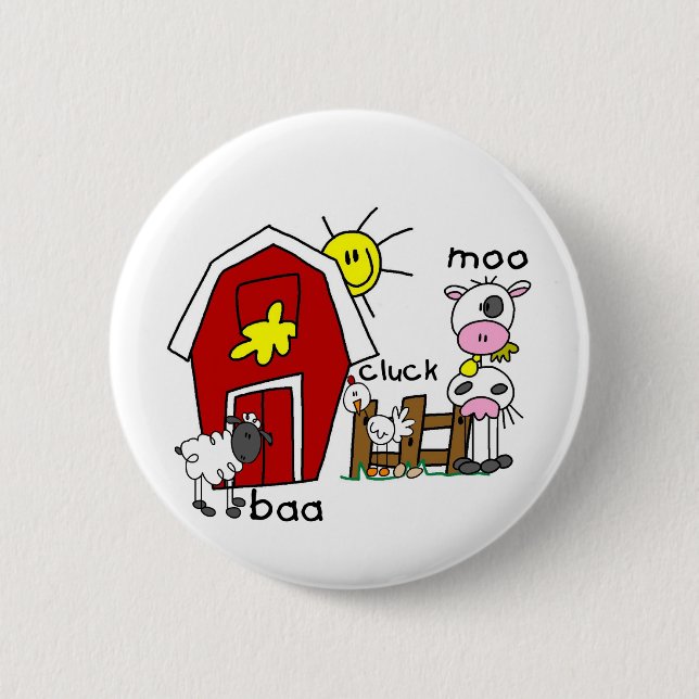 Stick Figure Farm Animals Tshirts and Gifts 6 Cm Round Badge (Front)