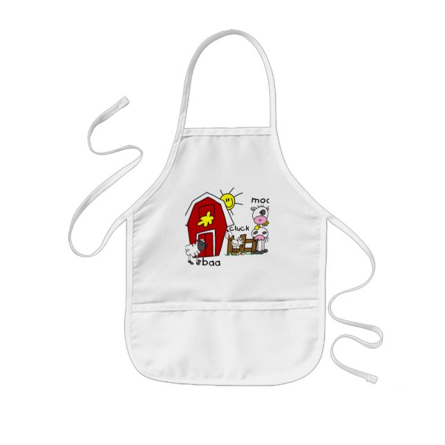 Stick Figure Farm Animals Tshirts and Gifts Kids Apron (Front)
