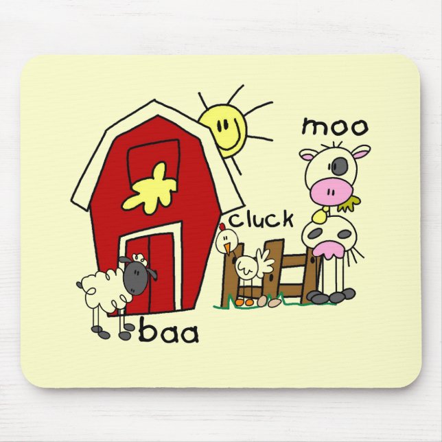 Stick Figure Farm Animals Tshirts and Gifts Mouse Mat (Front)