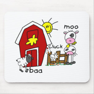 Stick Figure Farm Animals Tshirts and Gifts Mouse Mat