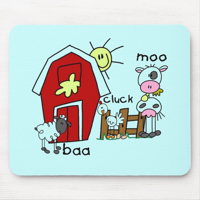 Stick Figure Farm Animals Tshirts and Gifts Mouse Mat (Front)
