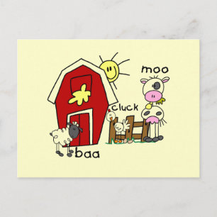 Stick Figure Farm Animals Tshirts and Gifts Postcard