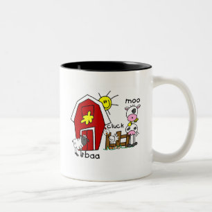 Stick Figure Farm Animals Tshirts and Gifts Two-Tone Coffee Mug