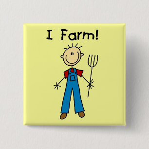 Stick Figure Farmer Tshirts and Gifts 15 Cm Square Badge