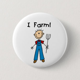 Stick Figure Farmer Tshirts and Gifts 6 Cm Round Badge