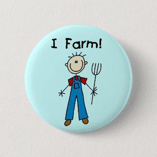 Stick Figure Farmer Tshirts and Gifts 6 Cm Round Badge