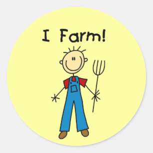 Stick Figure Farmer Tshirts and Gifts Classic Round Sticker