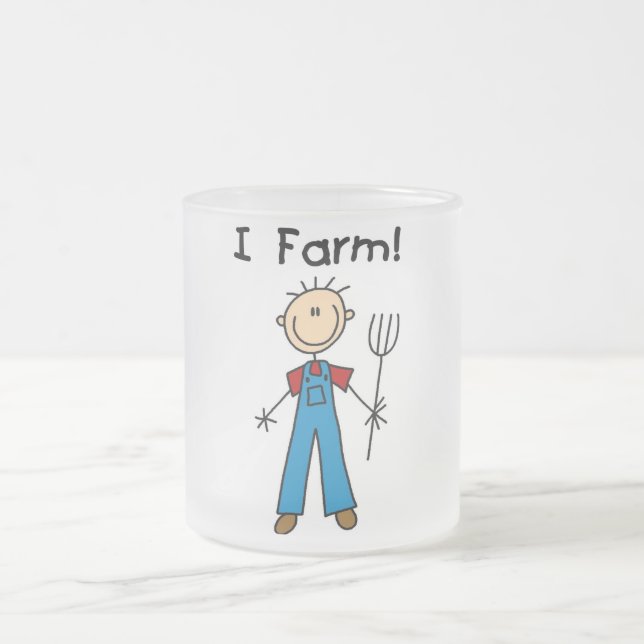 Stick Figure Farmer Tshirts and Gifts Frosted Glass Coffee Mug (Center)