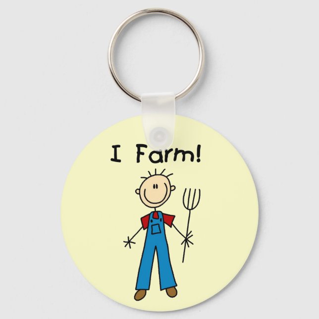Stick Figure Farmer Tshirts and Gifts Key Ring (Front)