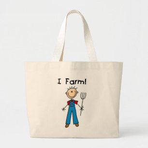 Stick Figure Farmer Tshirts and Gifts Large Tote Bag