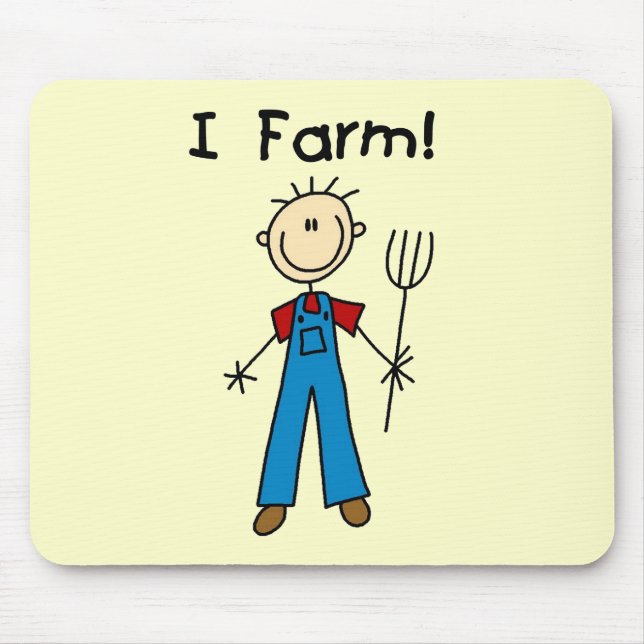 Stick Figure Farmer Tshirts and Gifts Mouse Mat (Front)