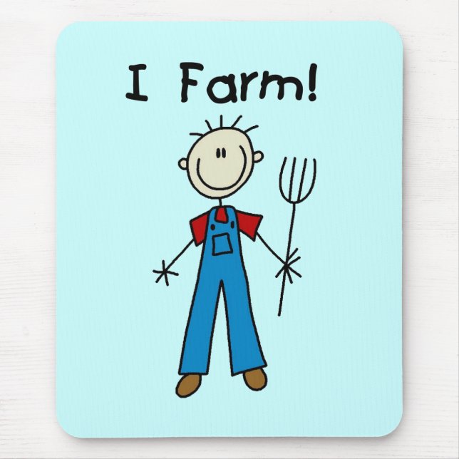 Stick Figure Farmer Tshirts and Gifts Mouse Mat (Front)