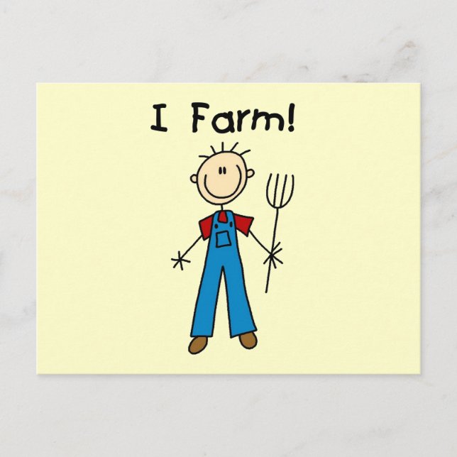 Stick Figure Farmer Tshirts and Gifts Postcard (Front)