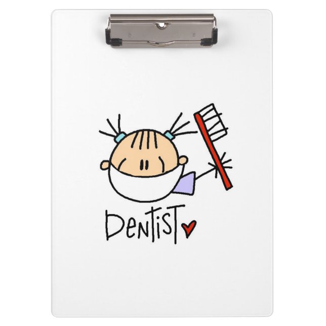 Stick Figure Female Dentist Clipboard (Front)