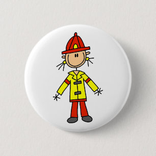 Stick Figure Firefighter Button