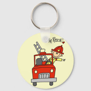 Stick Figure Firefighter to the Rescue Key Ring