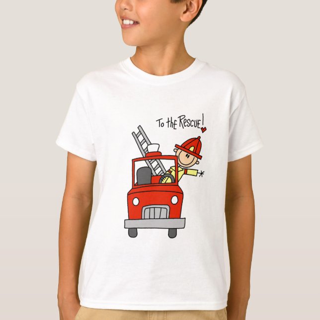 Stick Figure Firefighter to the Rescue T-Shirt (Front)