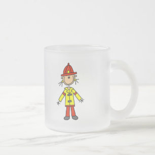 Stick Figure Firefighter Tshirts and Gifts Frosted Glass Coffee Mug