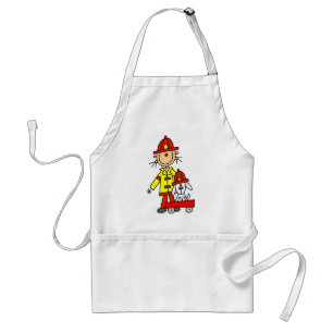 Stick Figure Firefighter with Dalmation Apron