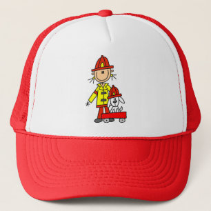 Stick Figure Firefighter with Dalmation Hat