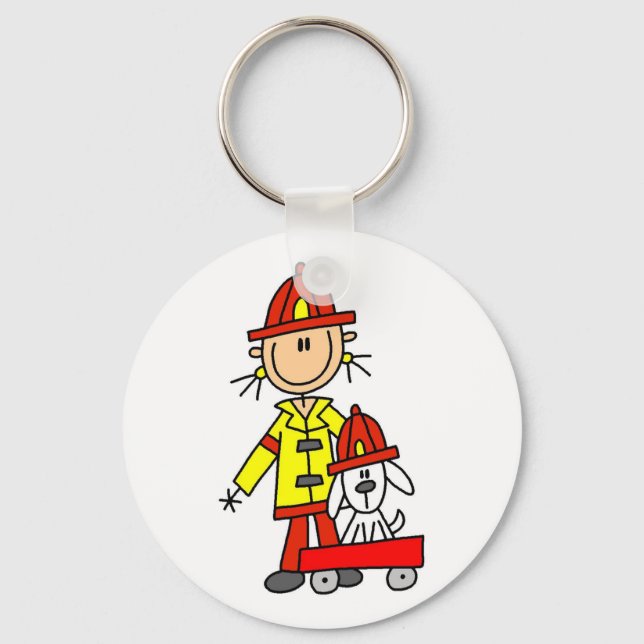 Stick Figure Firefighter with Dalmation Key Ring (Front)
