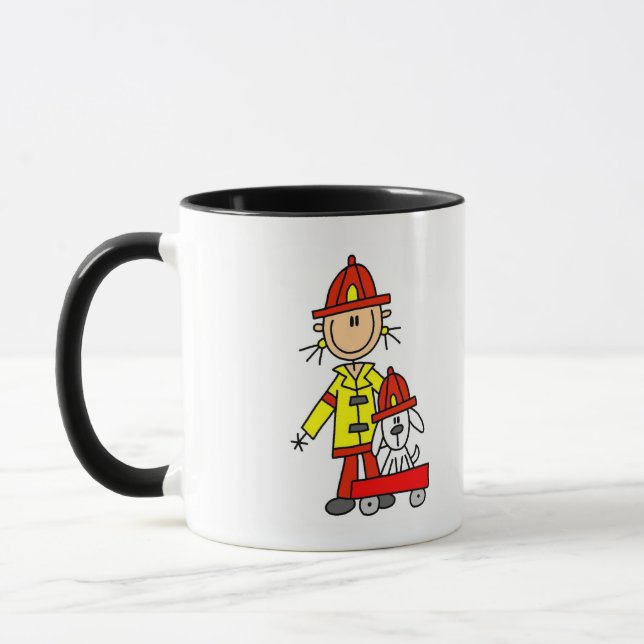 Stick Figure Firefighter with Dalmation Mug (Left)