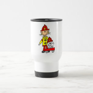 Stick Figure Firefighter with Dalmation Travel Mug