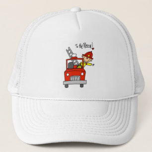 Stick Figure Firefighter with Fire Engine Hat
