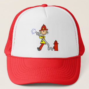 Stick Figure Firefighter with Hose Trucker Hat
