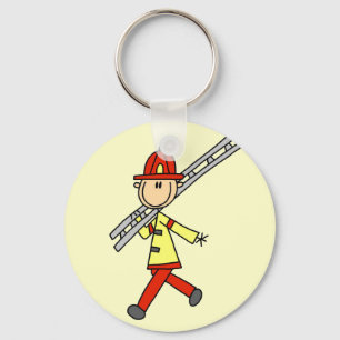 Stick Figure Firefighter with Ladder Key Ring