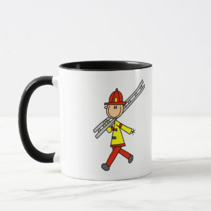 Stick Figure Firefighter with Ladder Mug