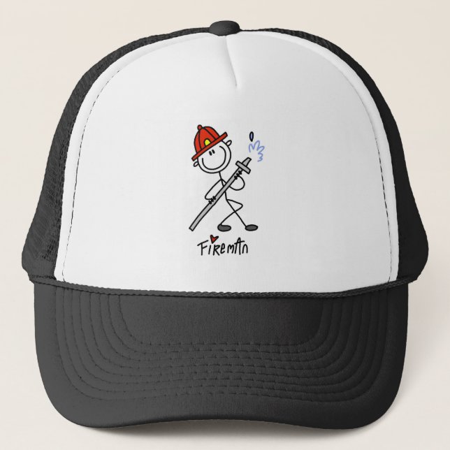 Stick Figure Fireman Trucker Hat (Front)