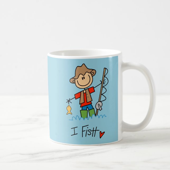 Stick Figure Fisherman Coffee Mug (Right)