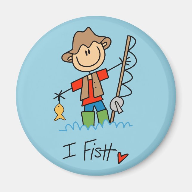 Stick Figure Fisherman Magnet (Front)