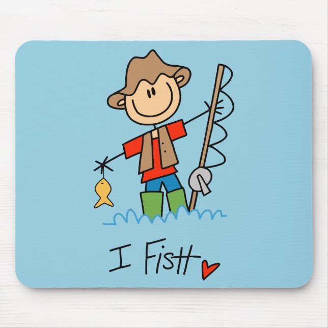 Stick Figure Fisherman Mouse Mat (Front)