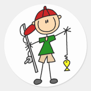 Stick Figure Fishing Sticker